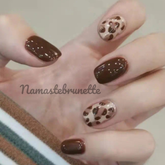 2/$16 Brown Leopard Press On Nails - Picture 1 of 13